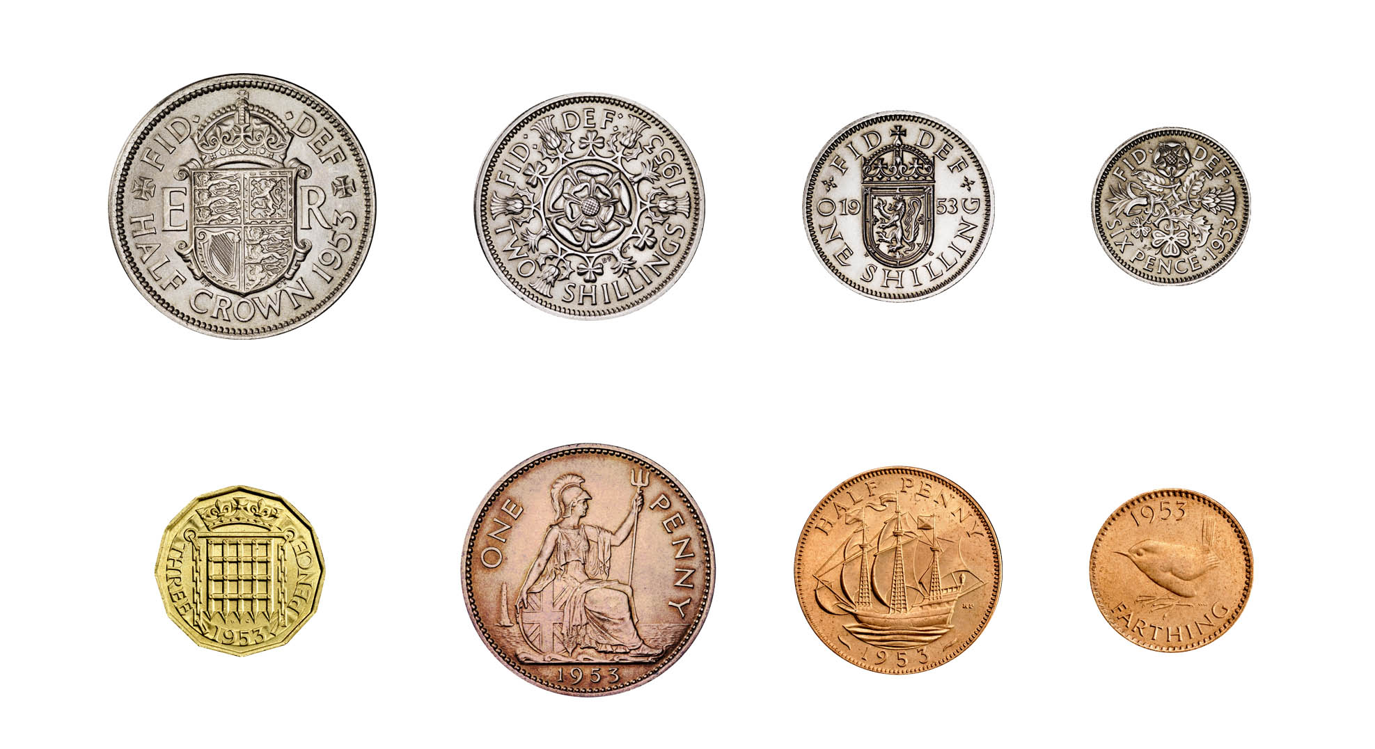 Set of predecimal coins