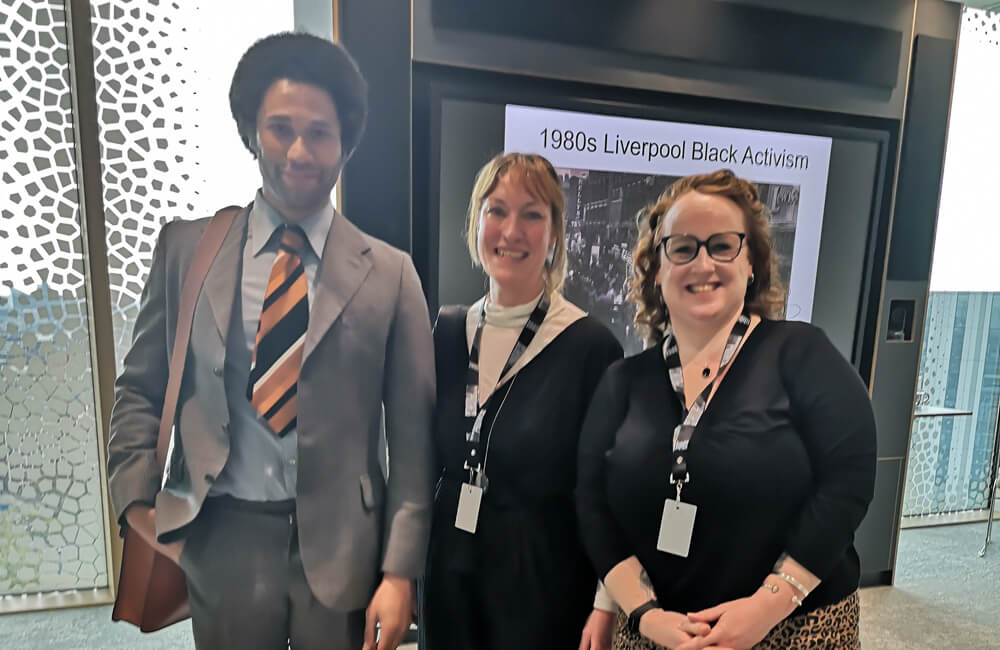 Amy Williams and Bethan James pictured with historian Laurence Westgaph.jpg