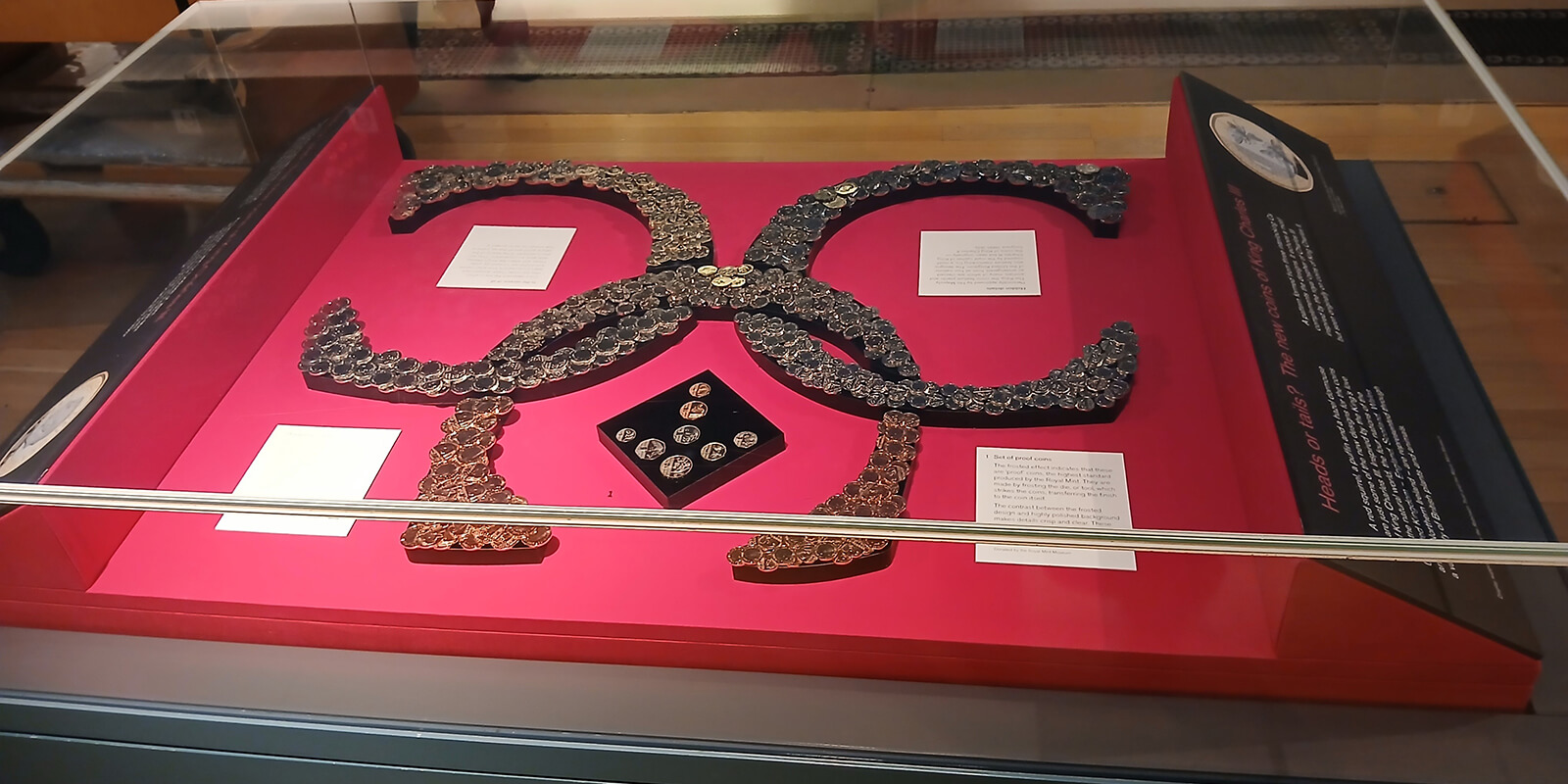 royal mint museum coins in a display case at the british museum