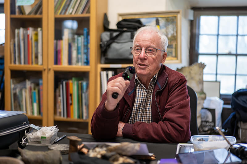 David Carter recording an interview at Portland Museum