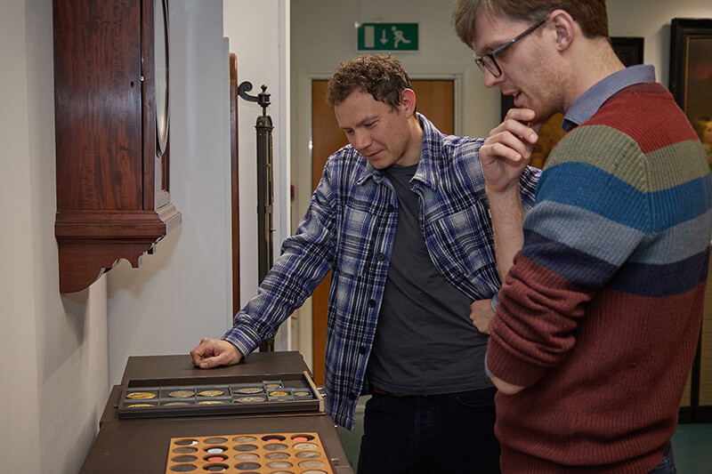 Richard Blakemore and Chris Barker talking in the Royal Mint Museum