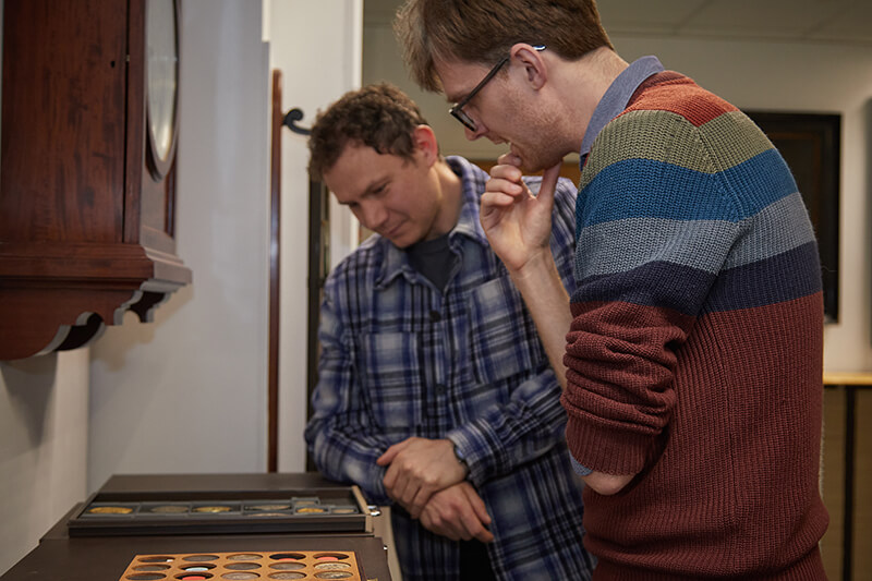 Richard Blakemore talking to Chris Barker in the Royal Mint Museum