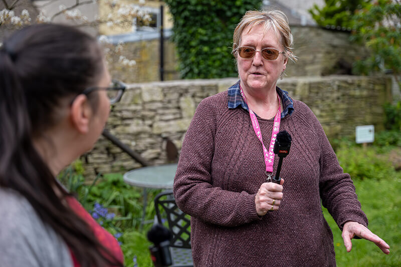 Stella New talking to Susan Sandford at Portland Museum