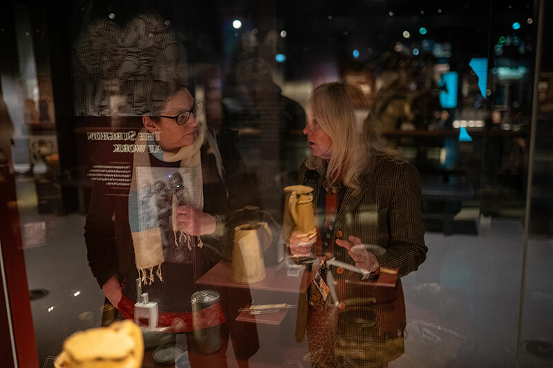 Susan Sandford and Alex Hildred in the galleries at the Mary Rose