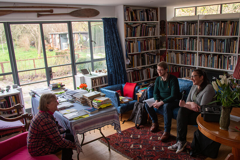 The podcast team interviewing Kate Eustace